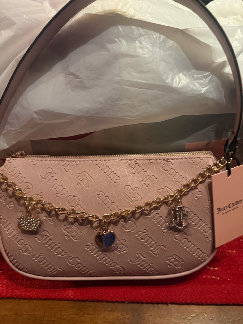 Juicy Couture Blush Pink Embossed Charm Shoulder Bag